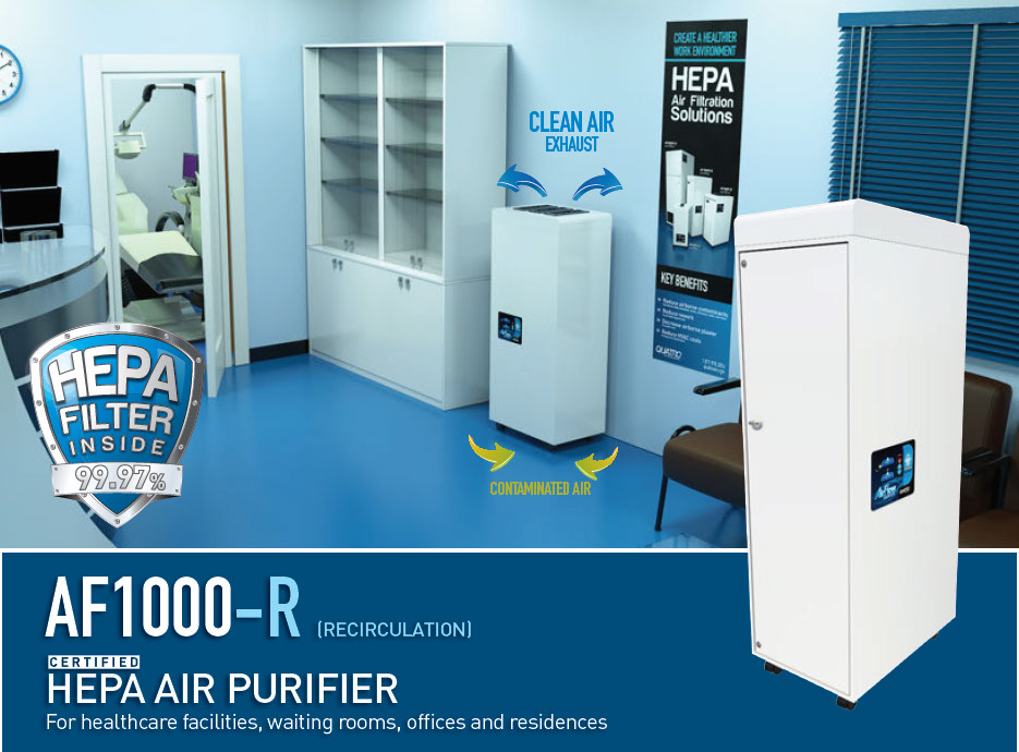 Certified HEPA AIR PURIFIER, For healthcare facilities, waiting rooms, offices and residences, AF400-M, AF1000-R, AF2000-R