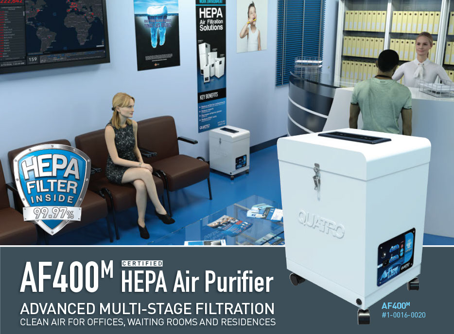 AF400M Certified HEPA Air Filtration System, Air Purifier Clean air for offices, waiting rooms, clinics, and residences